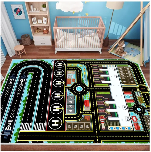 Miniatura 7 de Alfombra de coche para niños, alfombra de avión, alfombra de juego para autos de juguete, alfombra de pista de estacionamiento del aeropuerto