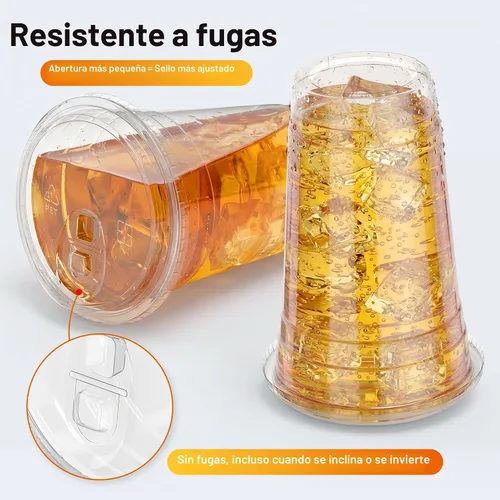Miniatura 4 de Paquete de 100 tazas de café helado Ratio Lines de 16 onzas con tapas y popotes, sin adivinar bebidas consistentes, vasos desechables de plástico