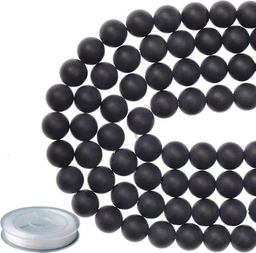 Miniatura 5 de Piedras preciosas redondas de jade blanco mate natural de 0.236 pulgadas esmeriladas, 120 cuentas sueltas a granel para hacer joyas y pulseras