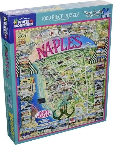 Miniatura 3 de White Mountain Rompecabezas de 1000 piezas con mapas costeros, piezas grandes, regalo para adultos y familia, 24 x 30 pulgadas, Nápoles, Florida