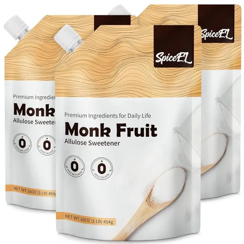 SPICEEL Edulcorante de fruta de monje y alulosa, sin eritritol (paquete de 3), sustituto de azúcar sin calorías para hornear, café, té, ceto,