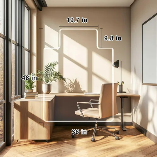 Miniatura 7 de MESAILUP Tapete para Silla de Oficina con Borde Biselado Irregular con Labio para Alfombra o Piso de Madera Dura Cristal Transparente 36" x 48
