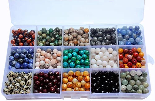 Miniatura 12 de 8mm Cuentas Redondas de Piedra Natural - Cuentas de Gemas Sueltas - Orificio de 1mm para Hacer Joyería, Embaladas en Caja (15 Materiales -2, 8mm)
