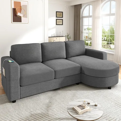 Miniatura 10 de Sofá moderno sin hueso con diseño curvo, sofá modular de felpilla de 2 piezas con 4 almohadas, esponja de felpa, cojín de resorte y esponja grande