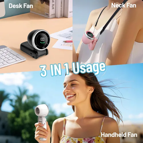 Miniatura 5 de Kuesuny Potente ventilador de mano de 16000 rpm, ventilador turbo portátil 3 en 1 recargable de 6000 mAh, viento ajustable de 1 a 100 velocidades