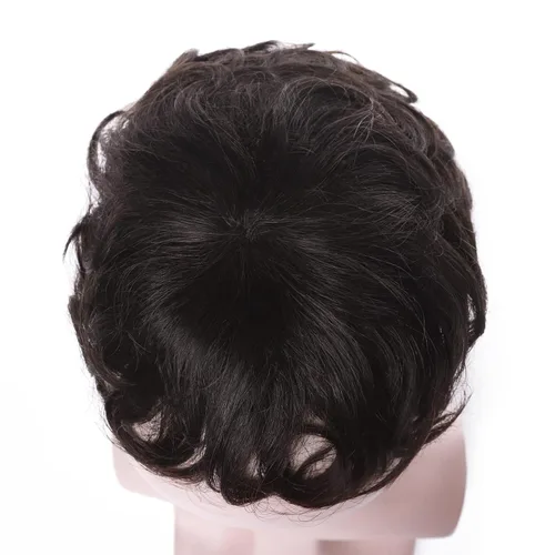 Miniatura 2 de MY-LADY Toupee - Piezas de cabello para hombre, 6.3 x 7.5 pulgadas, sistema de reemplazo de cabello humano real, con clip, color marrón oscuro