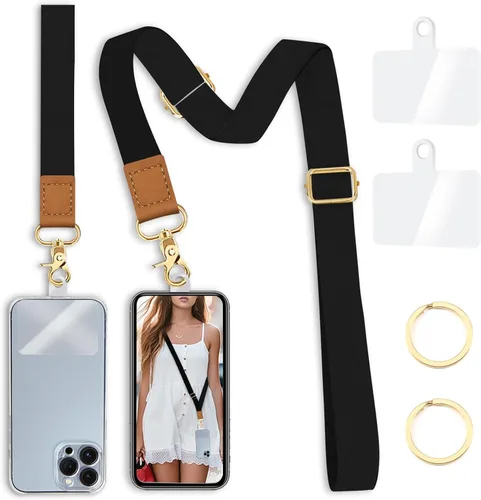 Miniatura 42 de Cordón cruzado para teléfono celular con correa para la muñeca, diseño de flores, para colgar alrededor del cuello, correa floral ajustable