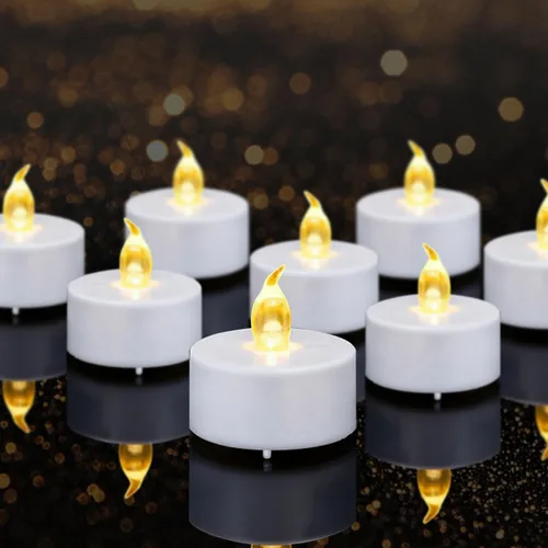 Velas de té sin llama, funciona con pilas, paquete de 24 velas votivas eléctricas LED parpadeantes de larga duración, 200 horas, realistas y