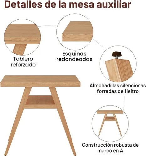 Miniatura 4 de AnywaysWood Soild - Juego de 2 sillas de mesa de madera con asiento acolchado, mesa de comedor con sillas para cocina, comedor, patio, taberna