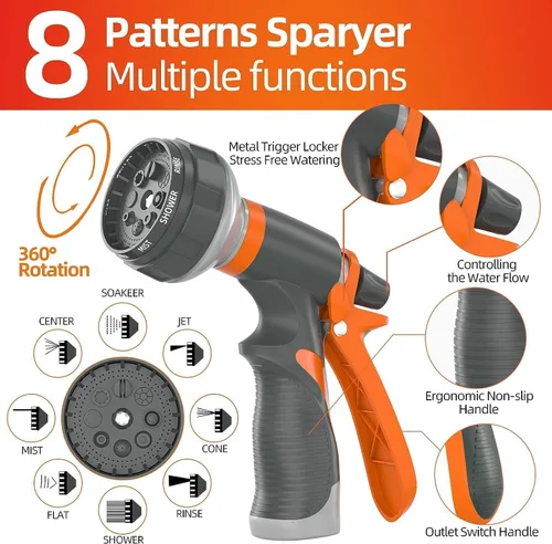 Miniatura 7 de SPECILITE Manguera de jardín de 50 pies x 5/8 pulgadas, manguera de agua resistente, flexible y ligera, explosión de 600 psi, manguera de goma 5/8