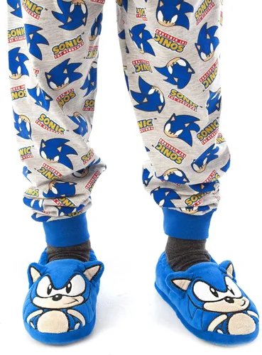 Miniatura 3 de Sonic the Hedgehog Pantuflas de felpa bordada cara 3D para niños Azul