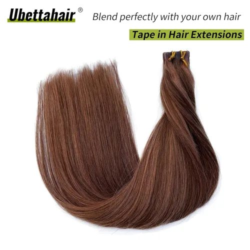 Miniatura 2 de Extensiones de cabello humano real con cinta, 20 piezas de cabello Remy invisible de doble cara, extensiones de cabello Remy con cinta adhesiva
