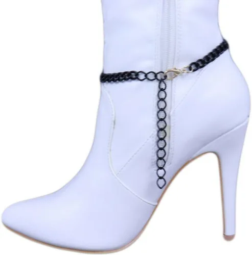 Miniatura 4 de Trendy Fashion Jewelry Pulsera de metal negro con cadena de botas occidentales para mujer, pulsera de tobillo grande león dorado para zapatos, Metal