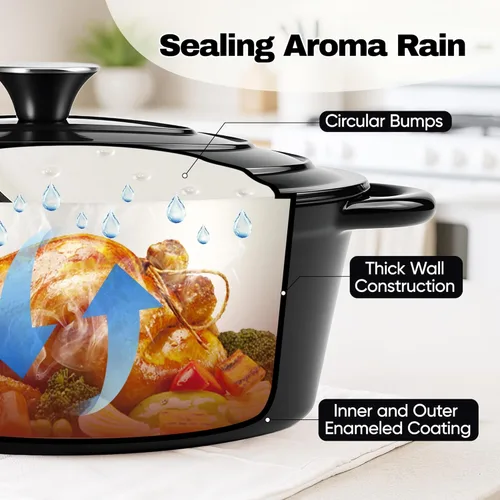 Miniatura 5 de Horno holandés ovalado para hornear pan, olla de horno holandés de hierro fundido esmaltada antiadherente de 4.5 cuartos de galón con tapa, cazuela