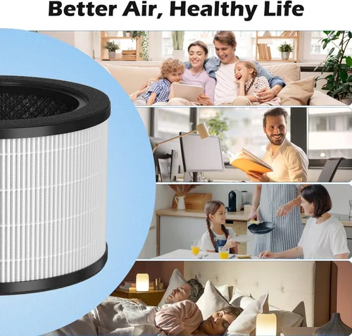Miniatura 6 de Paquete de 2 filtros de repuesto H7121101 compatibles con purificador de aire Govee H7121, filtración 3 en 1, carbón activado y prefiltro