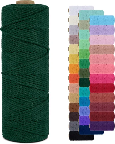 Miniatura 42 de Cuerda de macramé de 0.079 in para 219 yardas, cuerda de algodón natural para manualidades, hilo de cuerda de macramé de colores para colgar