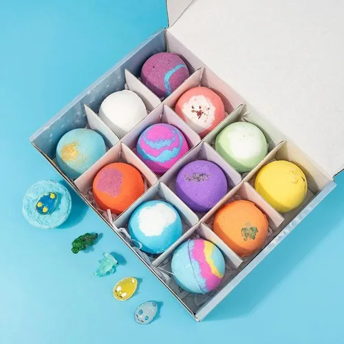 Miniatura 8 de Bombas de baño naturales para niños con mega burbujas y sorpresa en el interior, paquete de 12 bombas de baño para niños con juguetes sorpresa