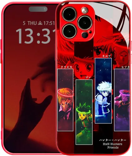 Miniatura 2 de HxH Gon Killua Kurapika - Funda para iPhone 14 Plus, diseño de manga anime, diseño de manga anime, color rojo templado a prueba de golpes