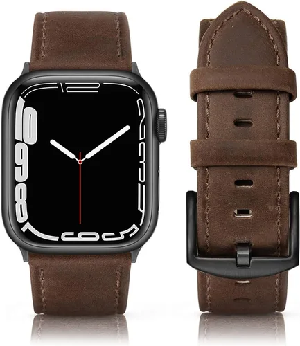 Miniatura 25 de Correa de cuero compatible con correas de Apple Watch de 1.811 in, 1.772 in, 1.732 in, 1.654 in (Serie 1/2/3) para hombres y mujeres, correa