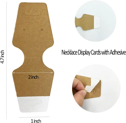 Miniatura 5 de Tarjetas de exhibición de pulsera, 100 collares, tarjetas autoadhesivas, embalaje de joyas para pequeñas empresas, tarjetas de papel kraft