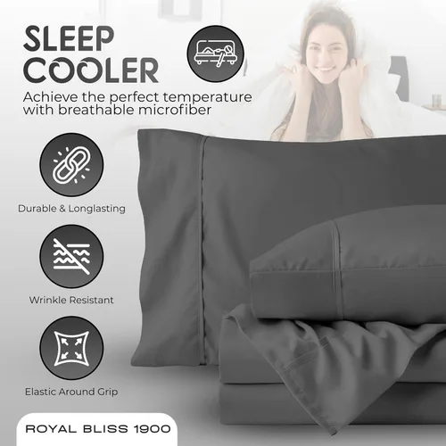 Miniatura 3 de Split Top California King - Juego de 4 piezas - Juego de sábanas Cal King Split Top de bolsillo profundo - para cama ajustable - Microfibra de doble