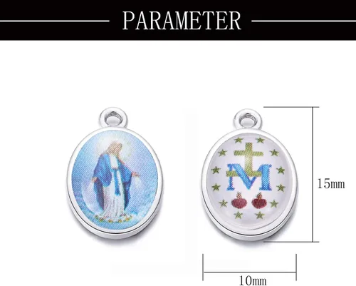 Miniatura 2 de ZHENYIN 80pcs Nuestra Señora Virgen María Crucifijo Medallas Dijes Colgantes Collar Pulsera Joyería Fabricación y Artesanía