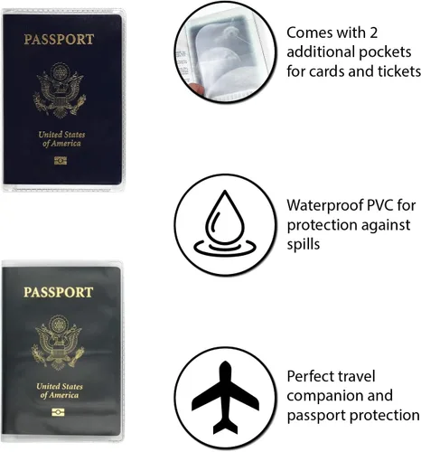Miniatura 3 de Funda transparente y esmerilada para pasaporte, protector de pasaporte de plástico, protector de tarjeta de identificación de vinilo, funda