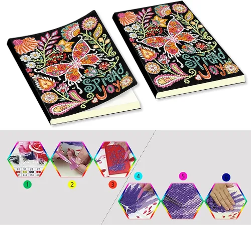 Miniatura 3 de Kits de cuadernos de pintura artística con diamantes 5D, para difundir alegría, mariposa, cuero, bricolaje, diario con forma especial, cuaderno