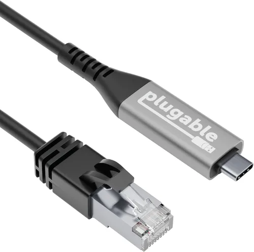 Plugable Cable USB C a Ethernet: cable Ethernet USBC a RJ45, adaptador de red LAN Gigabit directamente conectado para MacBook Pro, iPad Pro, iPhone