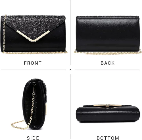Miniatura 2 de Dasein Bolsos de noche para mujer, monederos formales para boda, fiesta, graduación, con correa para el hombro y solapa con purpurina
