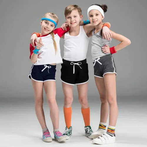Miniatura 7 de Ruisita Pantalones cortos deportivos de 3 piezas para niñas y niños, pantalones cortos de entrenamiento de verano para niños pequeños, Blanco