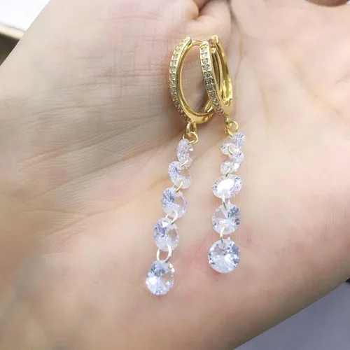 Miniatura 4 de Adabele SS89-2 - 4 ganchos redondos de plata de ley chapados en oro amarillo real, 0.630 in (0.63 pulgadas) con circonita cúbica para manualidades