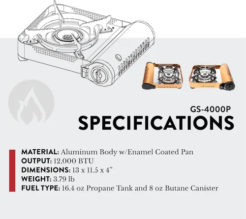 Miniatura 3 de Gas ONE GS-4000P - Estufa de campamento - Estufa de propano o butano de primera calidad con práctica funda de transporte - Patentada - Ideal