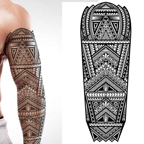 Miniatura 5 de Tatuaje temporal tortugas negro maorí tribal cuerpo arte adhesivo transferencia para brazos hombro azteca polinesio samoano hawaiano para hombres