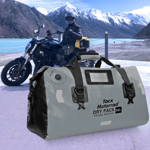 Miniatura 7 de Bolsa de lona impermeable para hombres y mujeres, mochila seca enrollable con correas de fijación rápida, bolsa de sillín de motocicleta para Gris