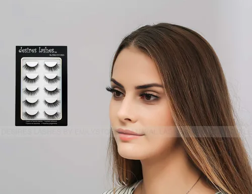 Miniatura 3 de Pestañas naturales 3D de visón sintético, paquete múltiple de 5 pares, naturales