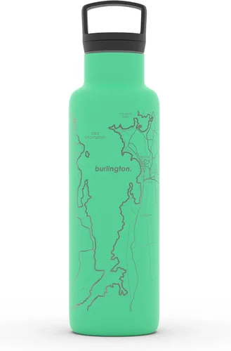 Miniatura 15 de Well Told Botella de agua aislada con mapa de Washington DC grabado, botella de acero inoxidable grabada (21 onzas, blanco) botella aislada de mapa