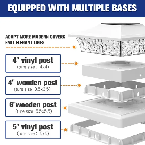 Miniatura 2 de VOLISUN - Faroles solares para postes de 4x4/6x6, para cercas de madera/vinilo, para patio/jardín, blanco cálido con 2 modos de iluminación