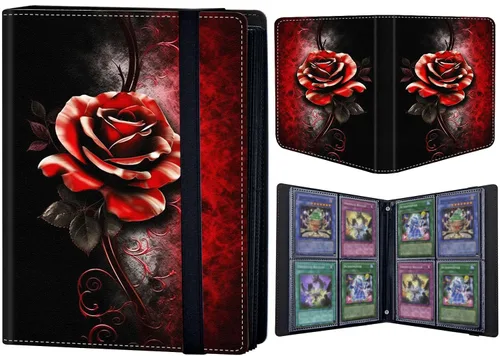 Miniatura 28 de Carpeta de tarjetas coleccionables de 4 bolsillos para 400 tarjetas, libro con banda elástica que se adapta a la mayoría de tarjetas de tamaño Flor