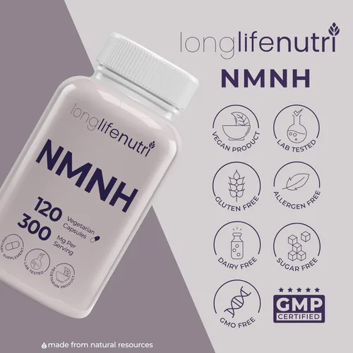 Miniatura 7 de LongLifeNutri NMNH 300 mg (mononucleótido de dihidronicinamida) - 120 cápsulas veganas, suministro de 2 meses, alternativa NMN, suplemento NAD