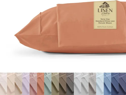 Miniatura 54 de Linen Home Juego de fundas de almohada King de 500 hilos, fundas de almohada 100 % algodón de fibra larga, juego de 2 fundas de almohada de satén