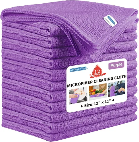 Miniatura 15 de Paño de limpieza de microfibra, paquete de 12 trapos de limpieza Biege, paños de limpieza de 12 x 11 pulgadas, paños de lavado sin pelusas, toallas