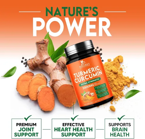 Miniatura 5 de Suplemento de curcumina de cúrcuma – 1800 mg de cúrcuma orgánica por porción – 95% de curcuminoides y extracto de pimienta negra BioPerine para una
