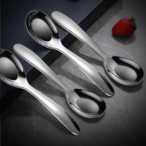 Miniatura 4 de Ouliget Cucharas de sopa premium, cucharas de sopa de acero inoxidable, cucharas de cena de cubiertos, cuchara de sopa asiática plateada grande