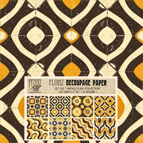 Miniatura 19 de Paquete de papel para decoupage (24 hojas 15x15 cm) Marcos Art Nouveau con adornos FLONZ Papel vintage estilizado para decoupage y manualidades