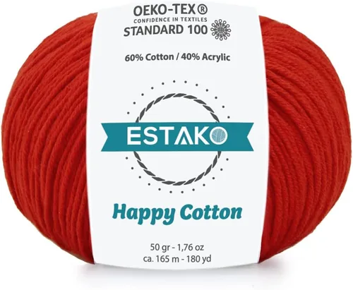 Miniatura 15 de Estako Happy Cotton, 1,76 oz (50 g) / 180 yardas (165 m) de lana 60 % algodón y 40 % acrílico, suave, fina/deportiva (2) para crochet y tejer