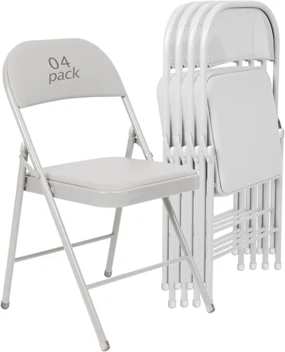 Miniatura 30 de Juego de 4 Sillas Plegables Tapizadas en Negro - Cómodas Sillas Apilables Portátiles para Interior y Exterior, Eventos, Fiestas, Oficina, Boda Negro