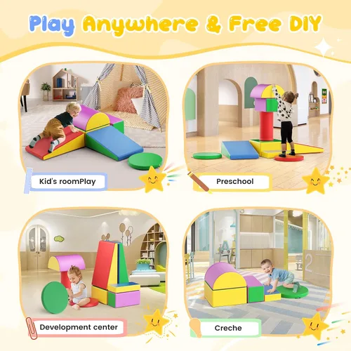 Miniatura 5 de Lischwert Bloques de escalada de espuma, juguetes de escalada suaves para niños pequeños, juego de espuma de 9 piezas para gatear y escalar con Verde