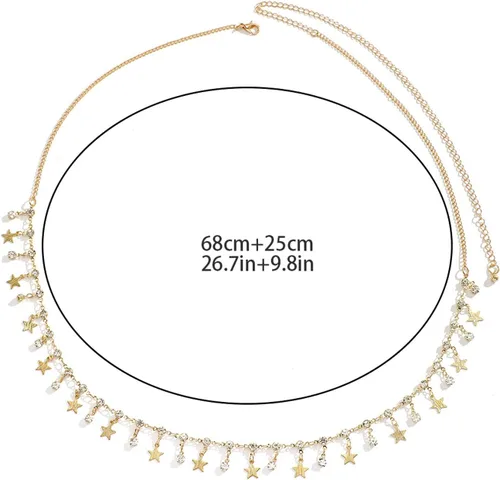 Miniatura 6 de Sexy estrellas colgante de diamantes de imitación cadena de cintura cinturón verano estrella borla cadena cuerpo cadena festival rave vientre collar