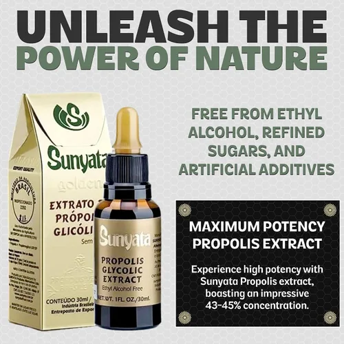 Miniatura 3 de Sunyata Extracto líquido de propóleo de abeja verde brasileña, sin alcohol, apoyo inmunológico natural y antioxidante, concentrado, 1.0 fl oz